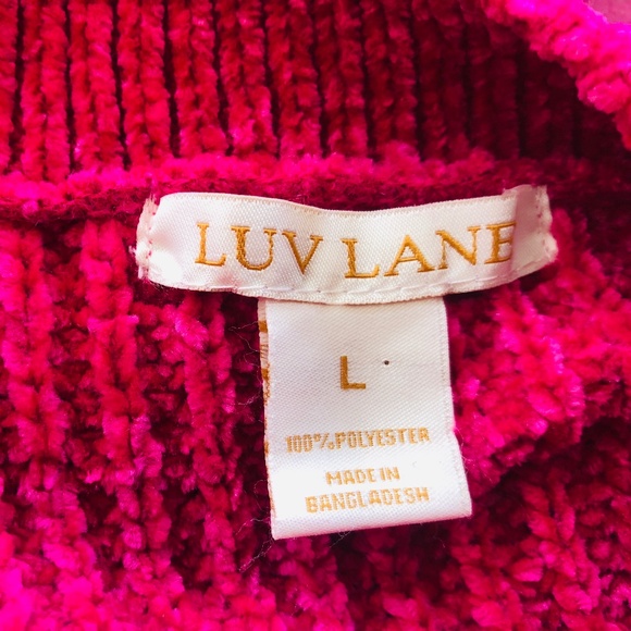 Large Hot Pink LUV LANE Sweater Pullover - Picture 2 of 7
